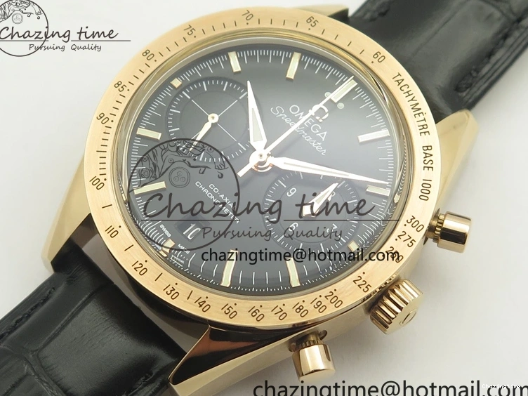 0113 Speedmaster ’57 Co-Axial RG OMF 1:1 Best Edition Black Dial On Leather Strap A9300 (Free Leather Strap) Resilient 8064